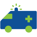 Blue and Green Ambulance